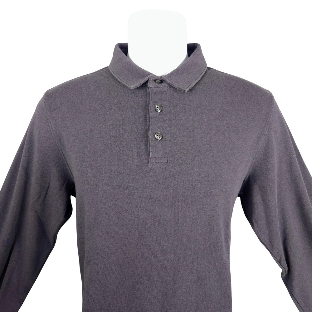 Vuori Mens Westport Long Sleeve Polo Shirt Gray Cotton Modal Stretch Size S V270